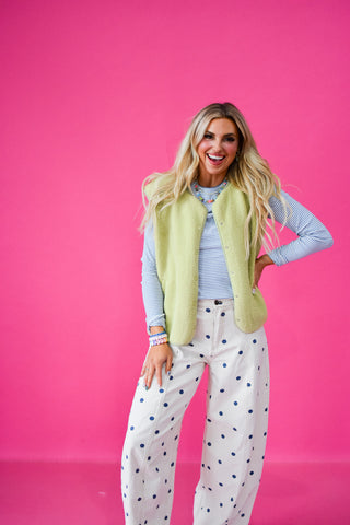 Caroline Sherpa Vest in Chartreuse