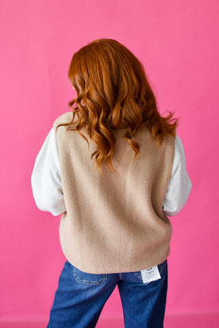 Caroline Sherpa Vest in Taupe