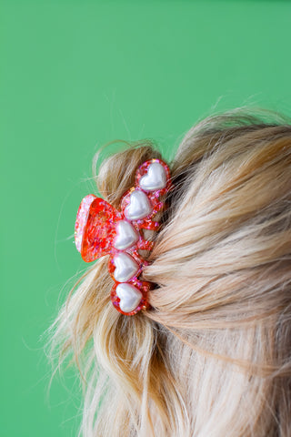 Heart + Pearl Claw Clip