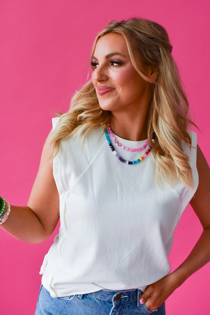 Ashlee Sleeveless Tee in White