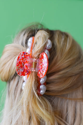 Heart + Pearl Claw Clip