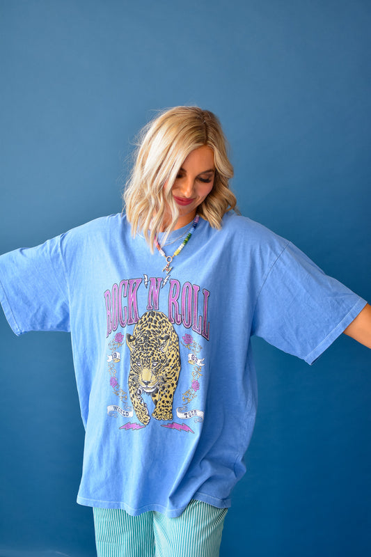 Rock N Roll Leopard Graphic Tee Royal