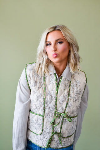 Clara Floral Front Tie Vest