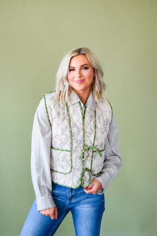 Clara Floral Front Tie Vest
