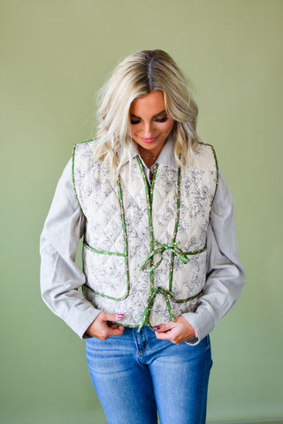 Clara Floral Front Tie Vest