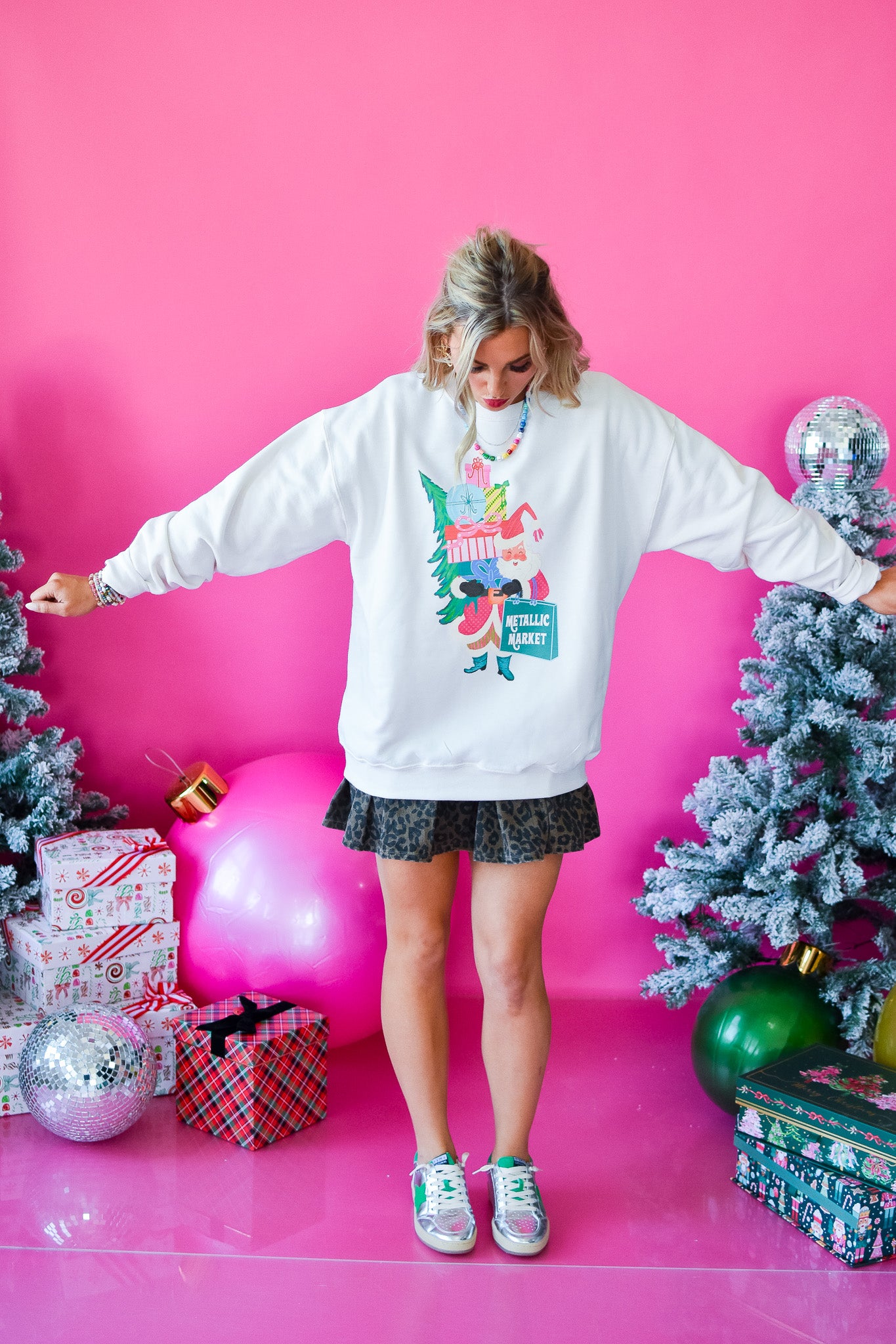 Metallic Market Santa Crewneck Sweatshirt