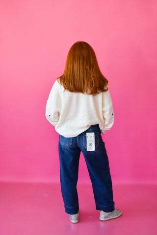 Piper Cardigan - Embroidered Heart In Royal Blue