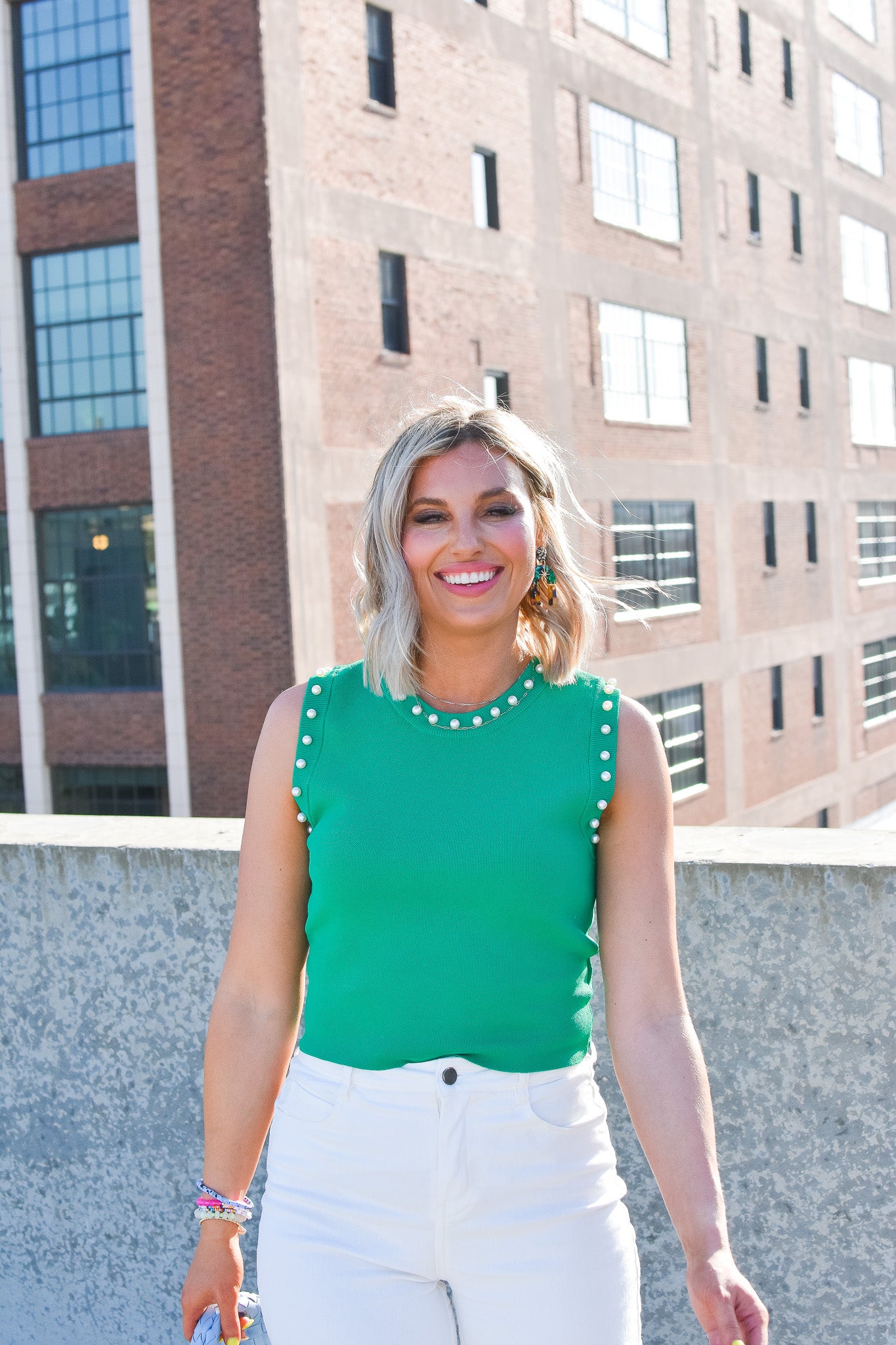 Perla Sleeveless Top in Green