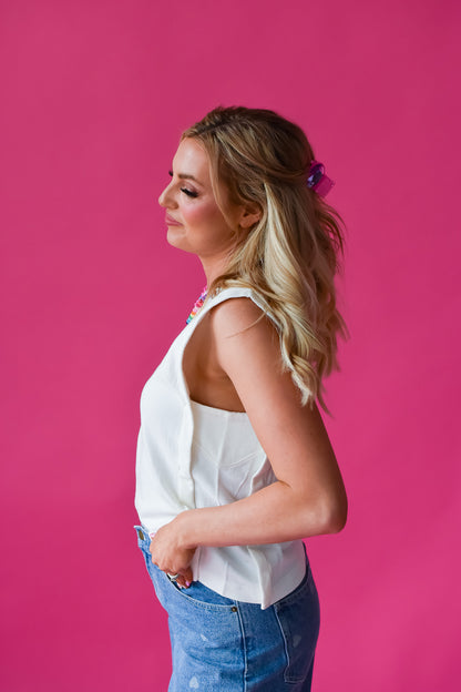 Ashlee Sleeveless Tee in White