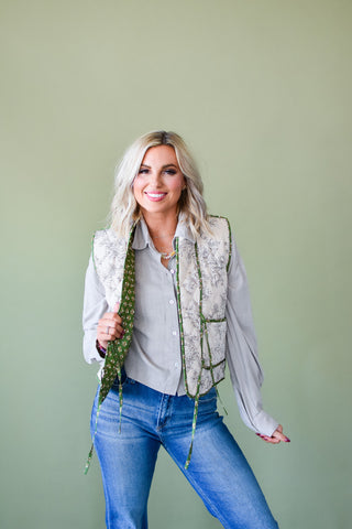Clara Floral Front Tie Vest