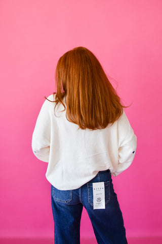 Piper Cardigan - Embroidered Heart In Royal Blue