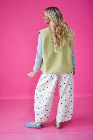 Caroline Sherpa Vest in Chartreuse