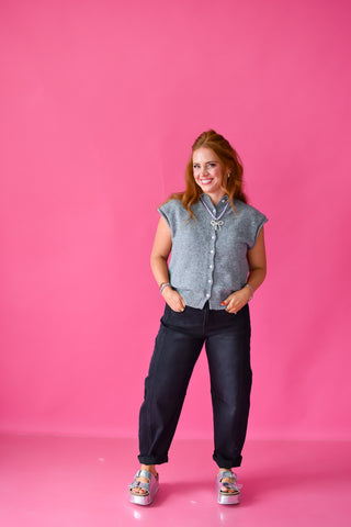 Sleeveless Piper Cardigan in Grey