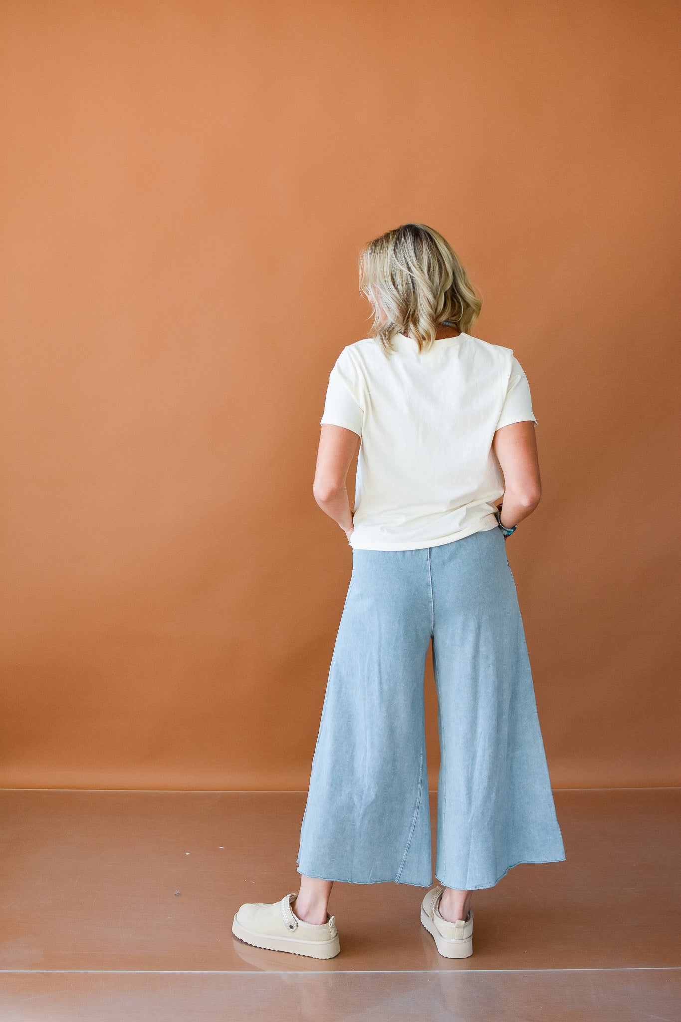 Frances Wide Leg Pants in Muted Teal