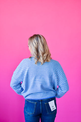 Piper Cardigan in Blue/White Stripe