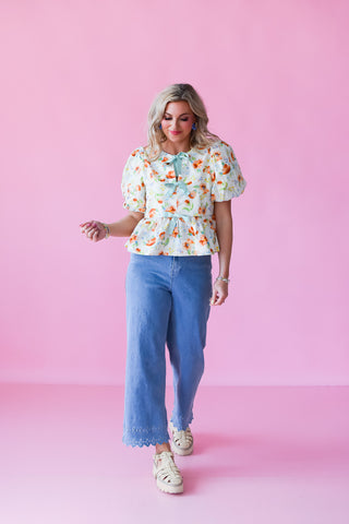 Sasha Floral Bow Top