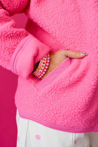 Elizabeth Sherpa Cardigan in Pink