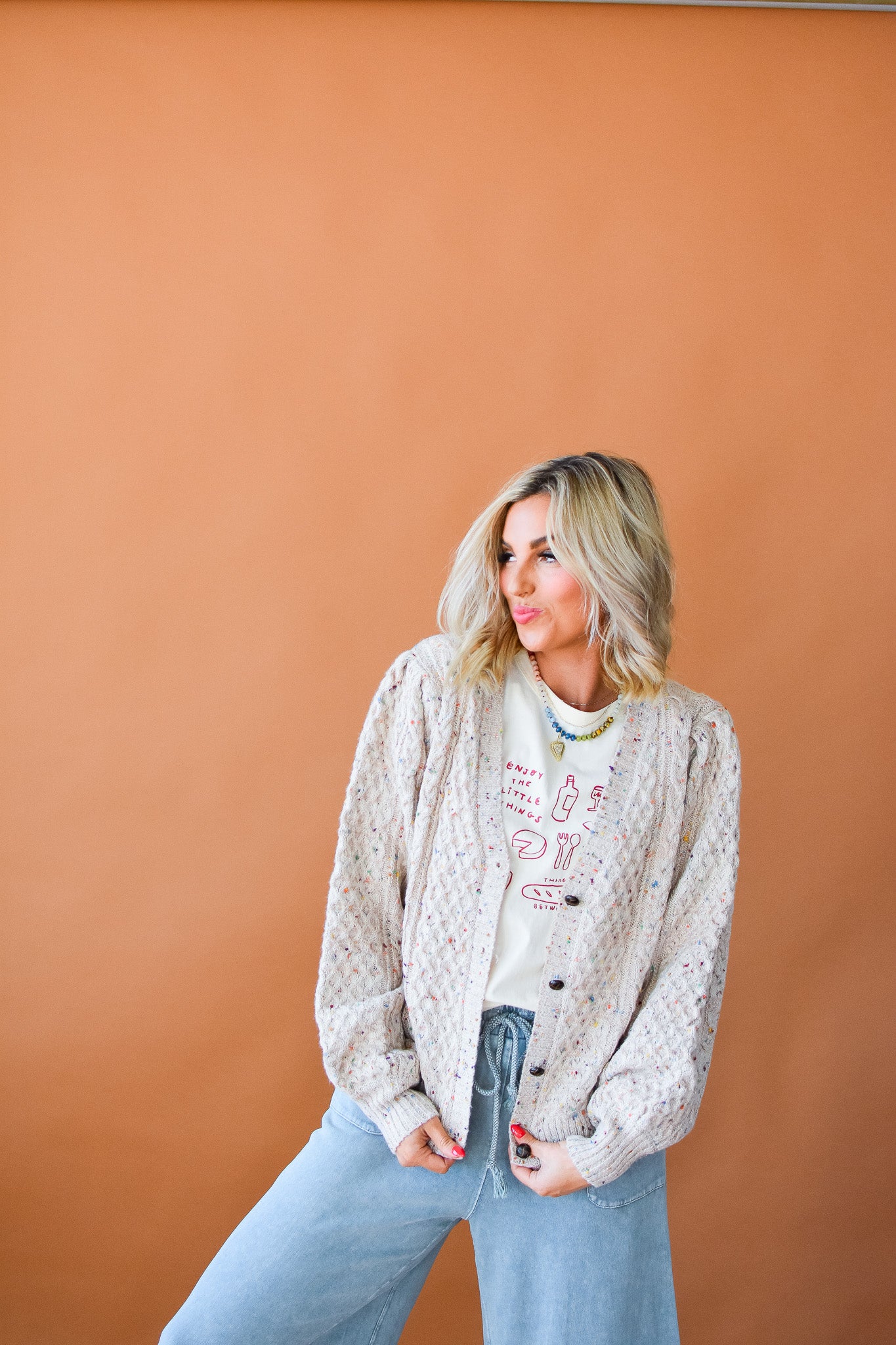 Odette Oatmeal Confetti Cardigan