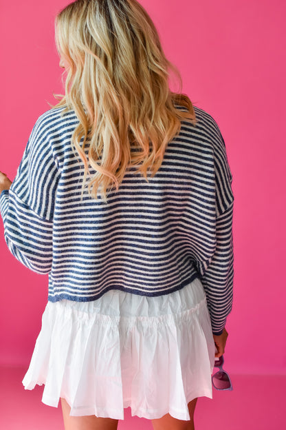 Piper Cardigan - Denim Mini Stripe