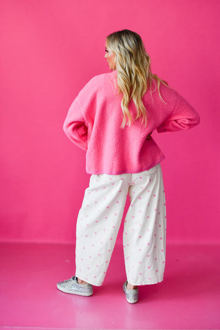 Elizabeth Sherpa Cardigan in Pink