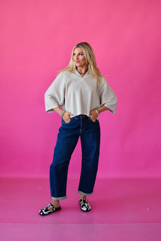 Riz Textured Barrel Jeans
