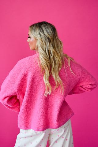 Elizabeth Sherpa Cardigan in Pink