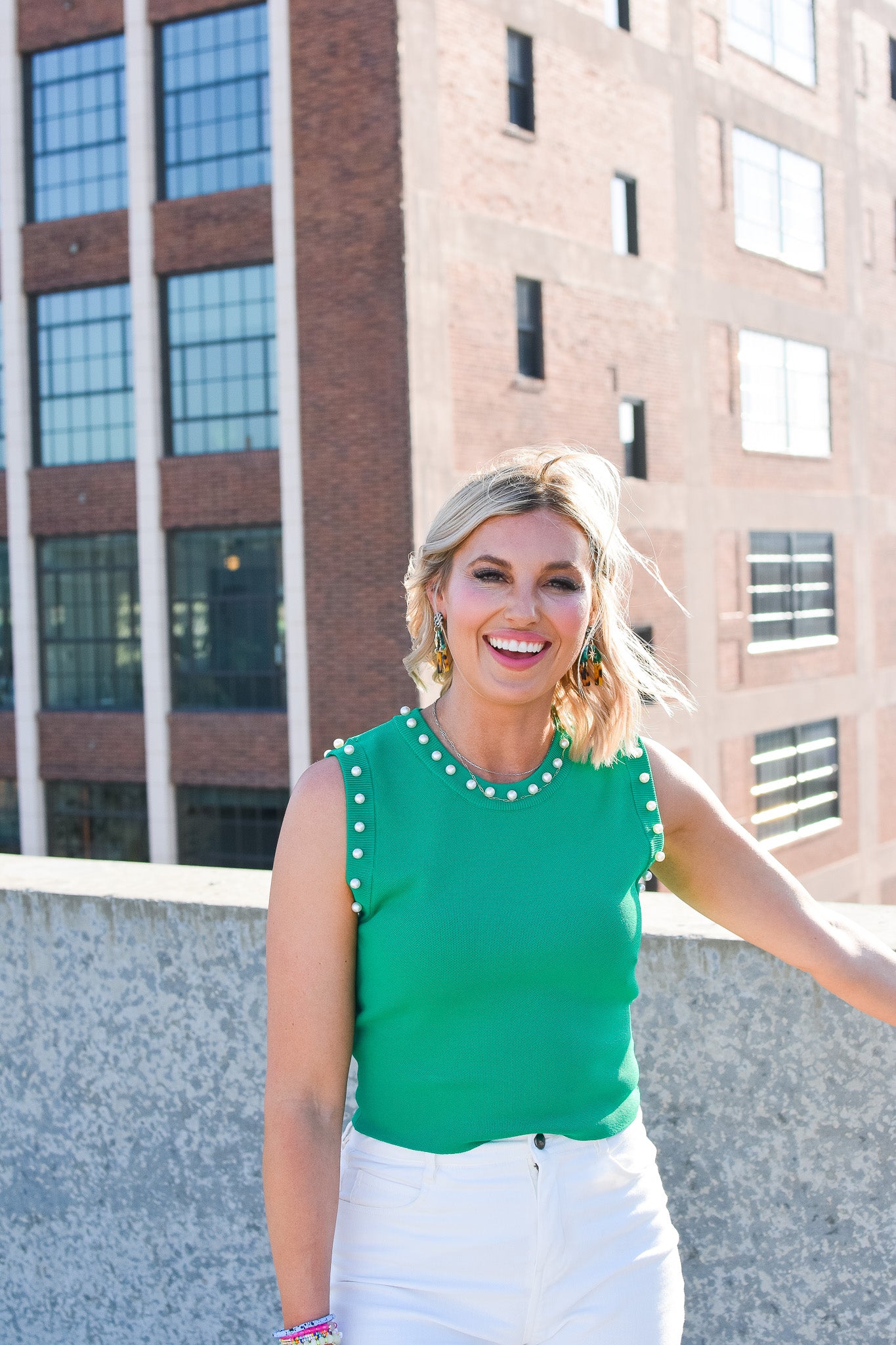 Perla Sleeveless Top in Green