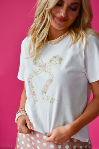 Linnie Bow Tee in White