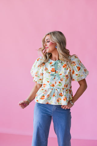 Sasha Floral Bow Top