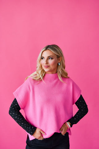 Lowen Short Sleeve Sweater in Bubble Gum Pink