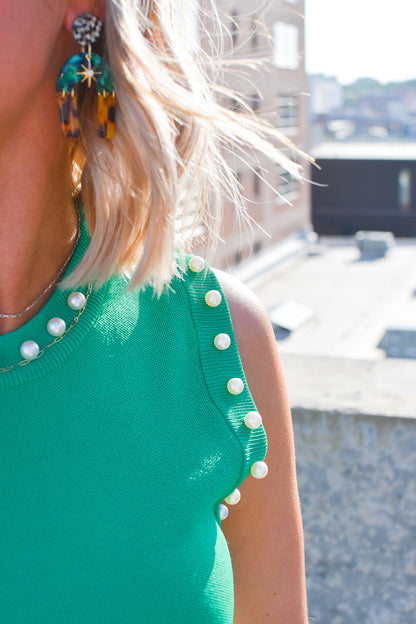 Perla Sleeveless Top in Green