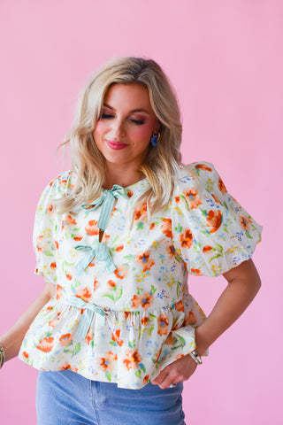 Sasha Floral Bow Top