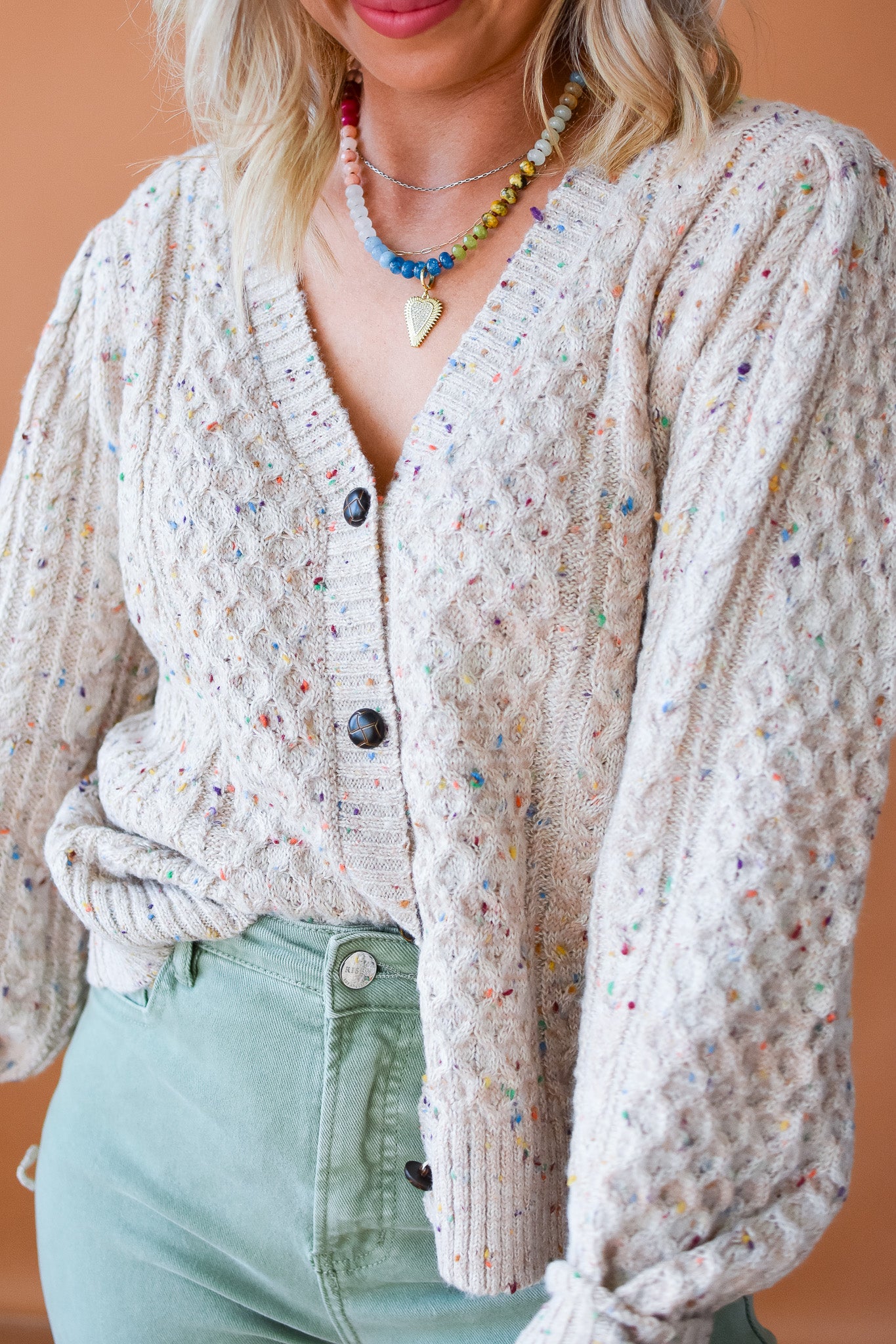 Odette Oatmeal Confetti Cardigan