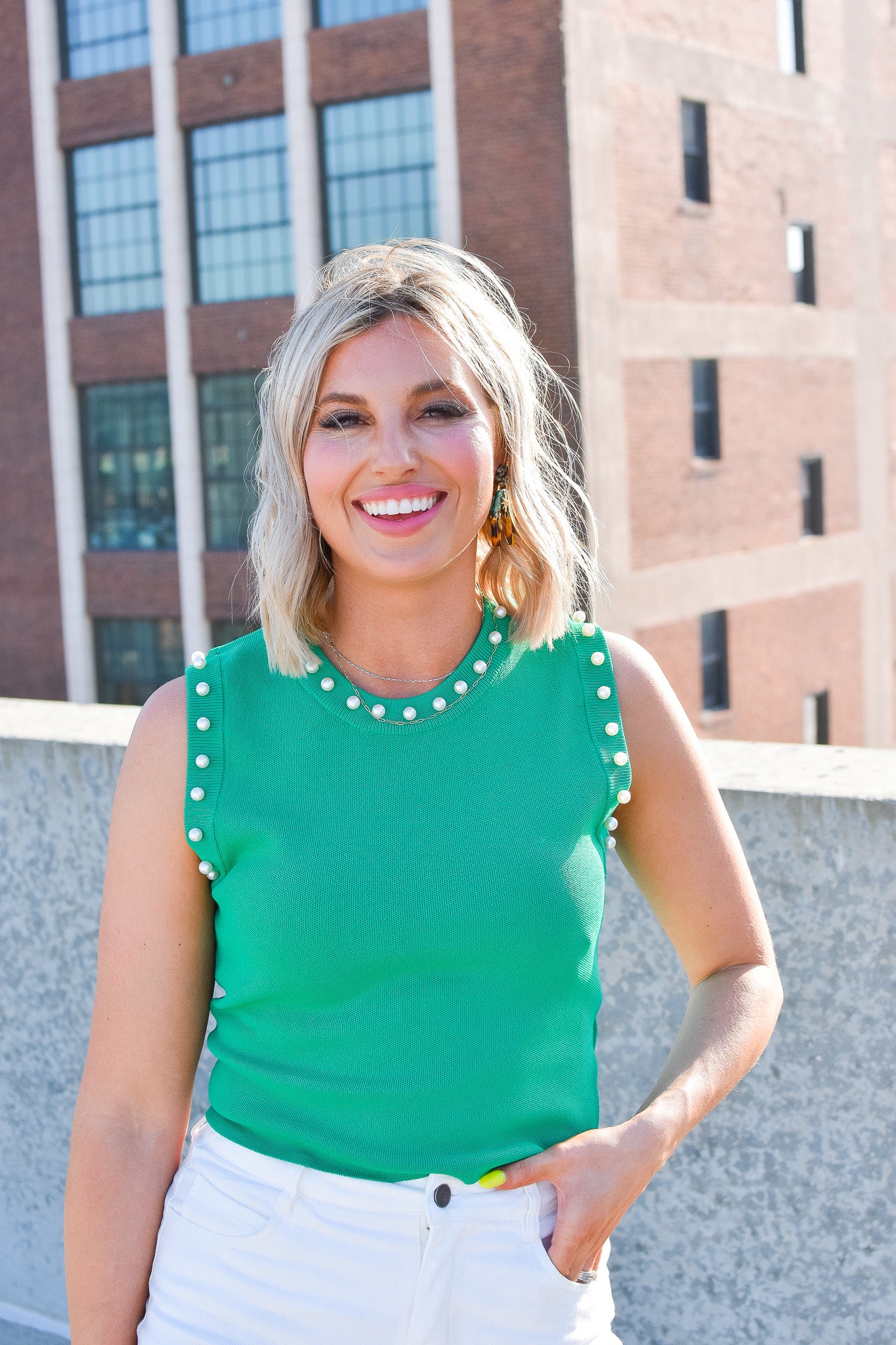 Perla Sleeveless Top in Green