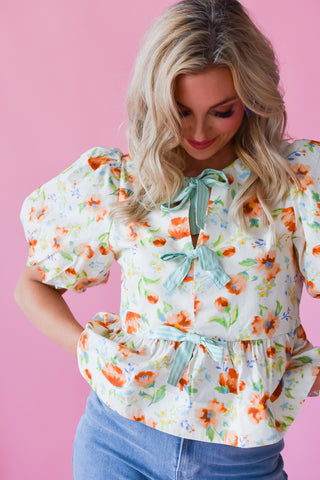 Sasha Floral Bow Top