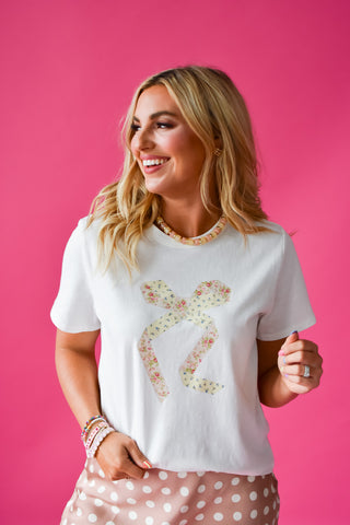 Linnie Bow Tee in White