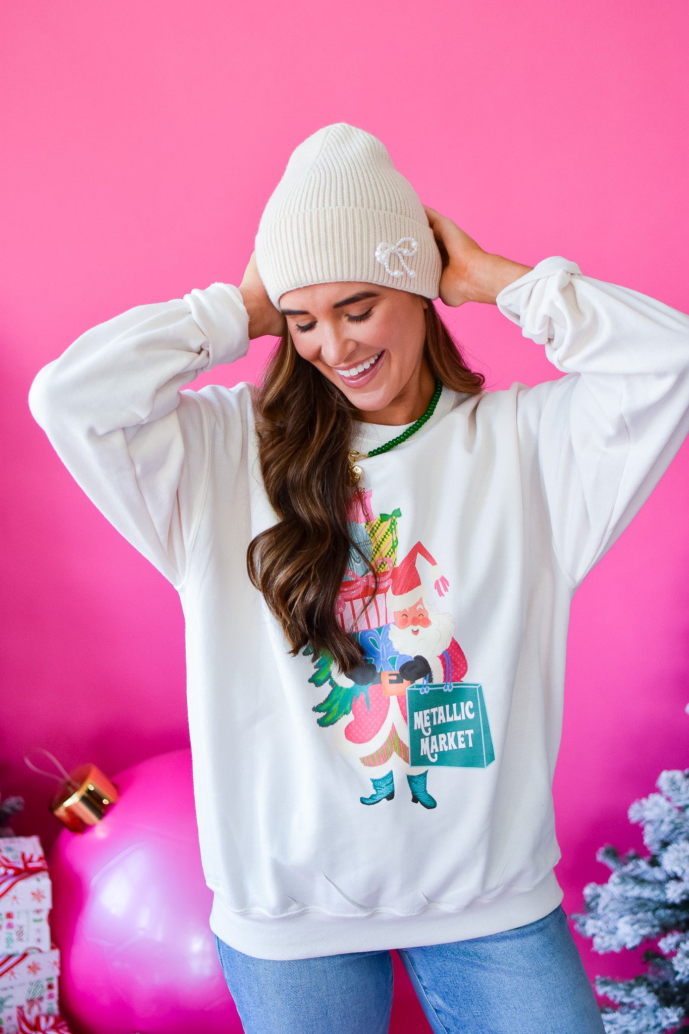 Metallic Market Santa Crewneck Sweatshirt