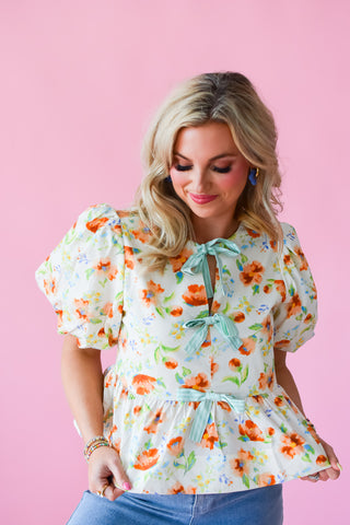 Sasha Floral Bow Top