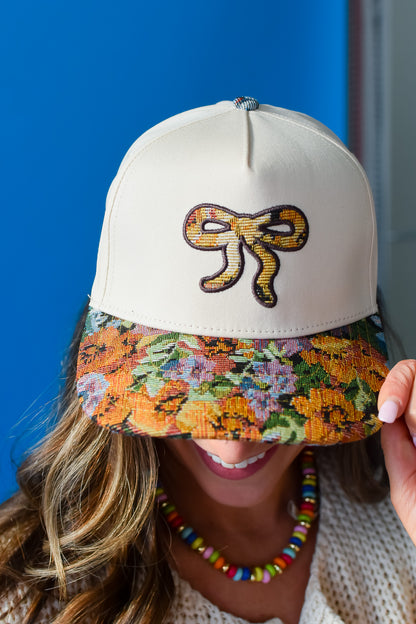 Jacquard Floral Bow Trucker Hat