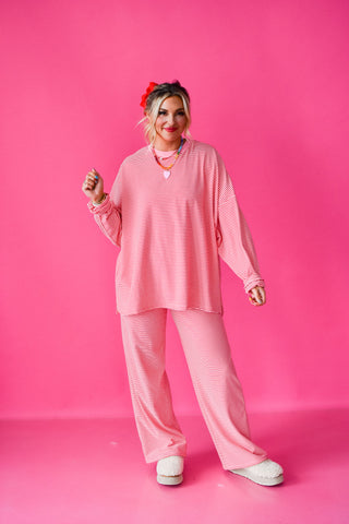 Nyah Striped Lounge Pants in Pink/Red
