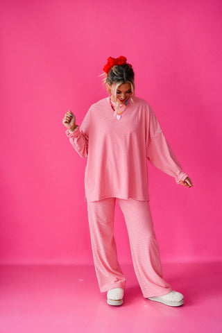 Nyah Striped Lounge Pants in Pink/Red