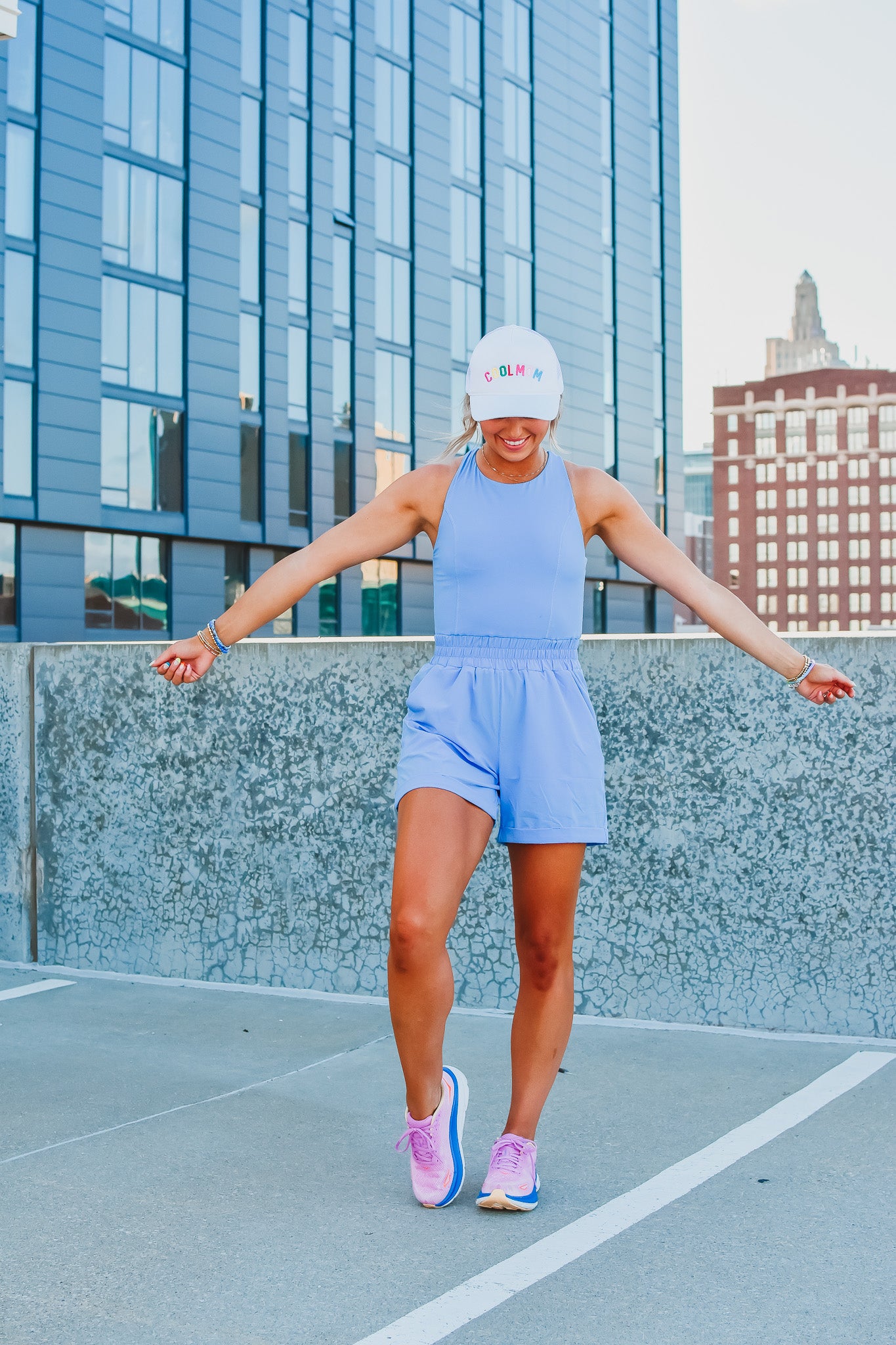Lucie Active Romper in Periwinkle