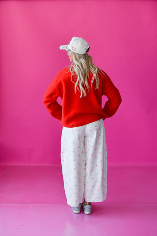 Elizabeth Sherpa Cardigan in Red