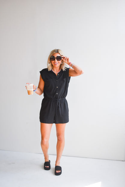 Blakely Knit Romper in Black