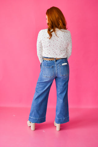 Willow Floral Long Sleeve Top in Off White