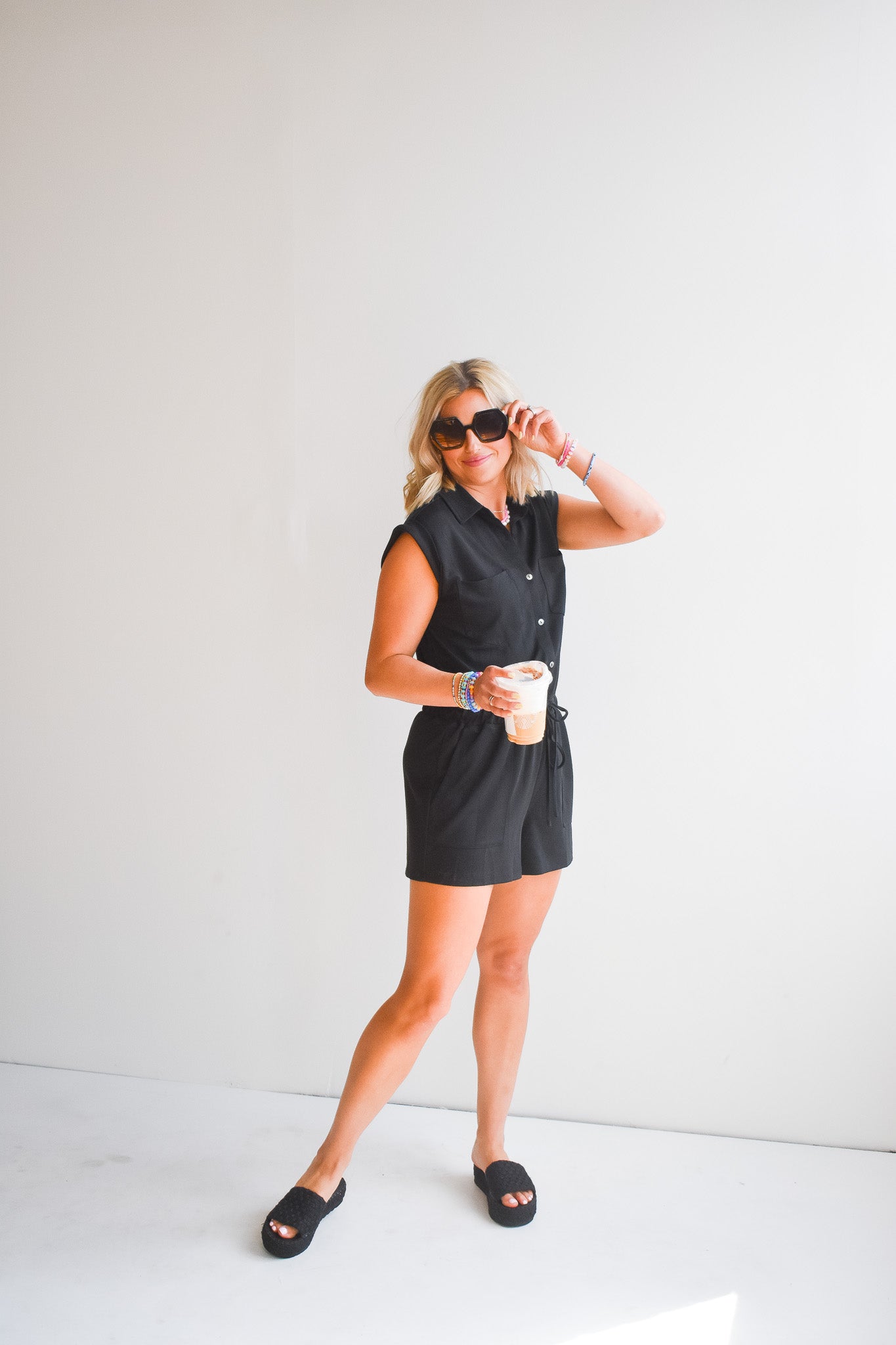 Blakely Knit Romper in Black