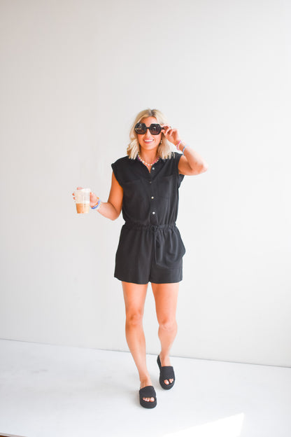 Blakely Knit Romper in Black