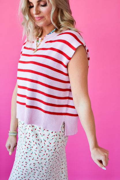 Lorelei Striped Sweater in Pink/Red