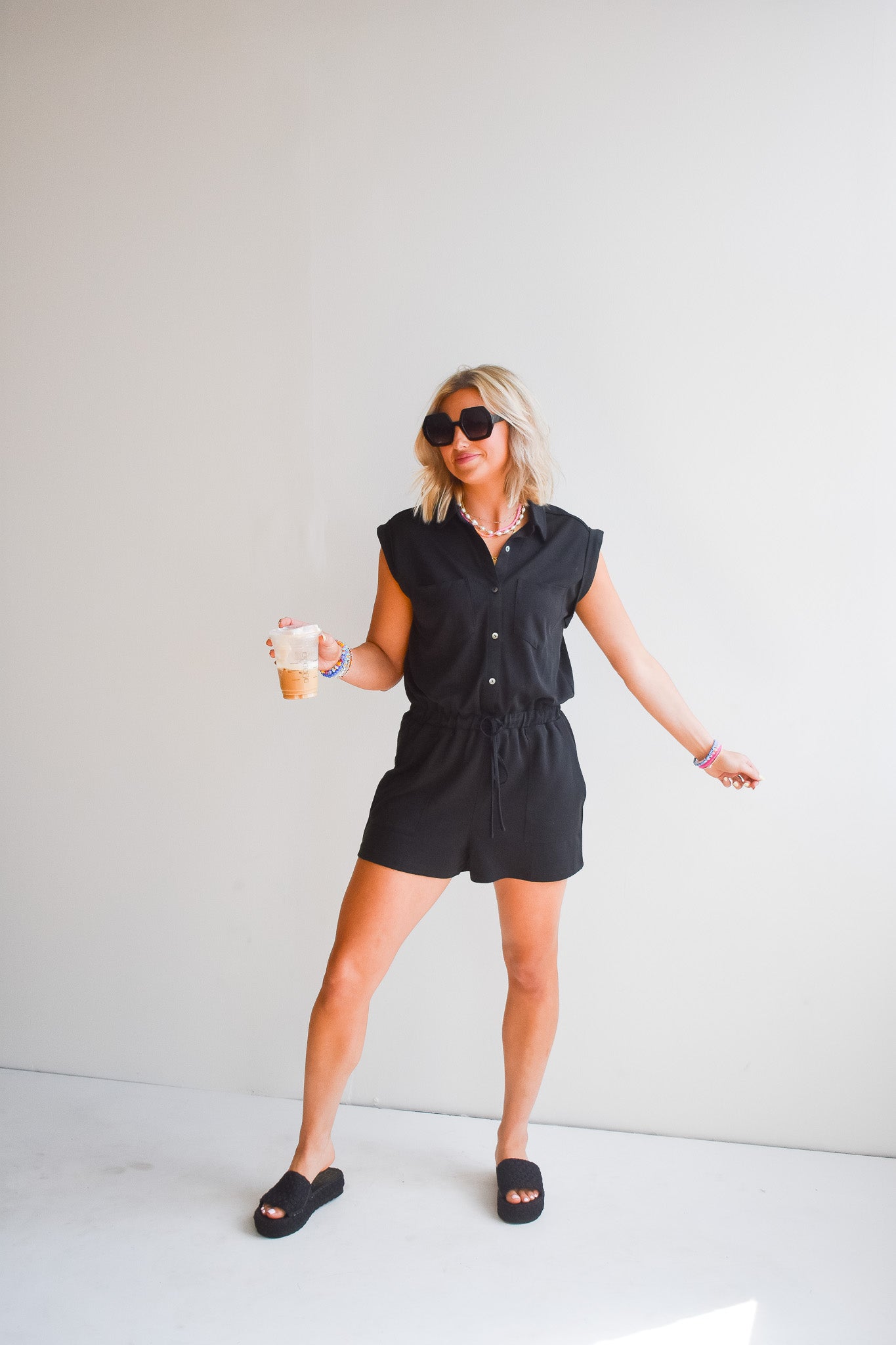 Blakely Knit Romper in Black