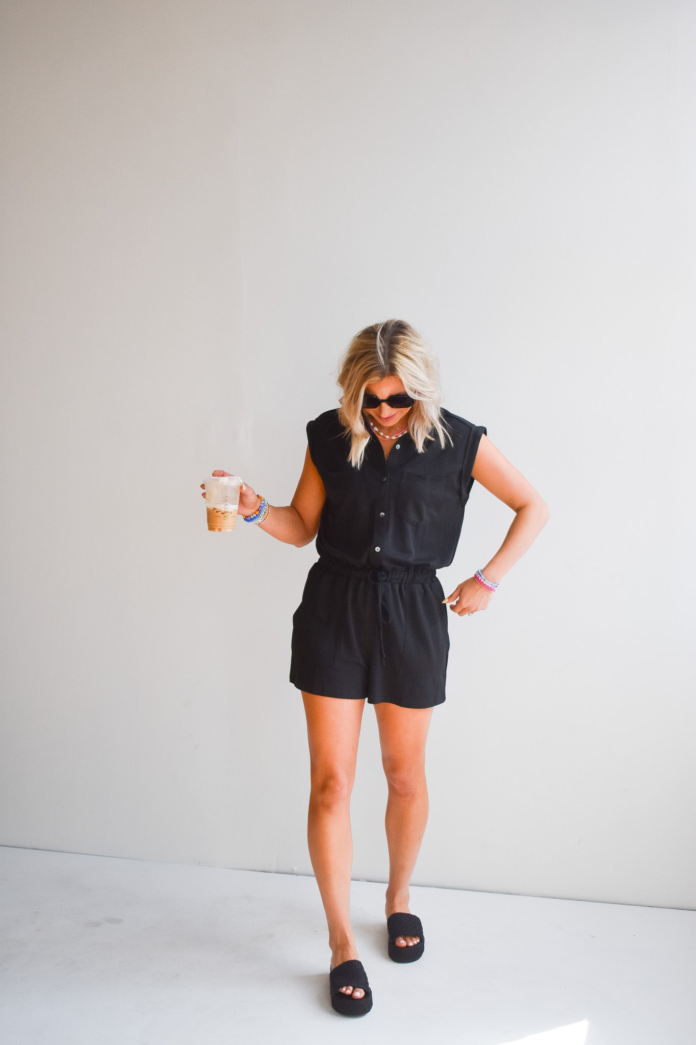 Blakely Knit Romper in Black